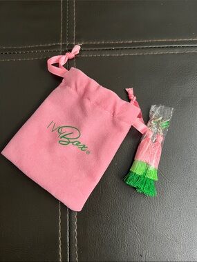 Ivy Storehouse July 2025 Pink & Green Tassel Statement Earrings with Ivy Leaf